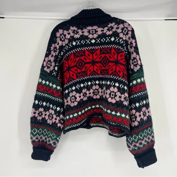 Free People Snowdrift Argyle Wool Blend Multicolor Knit Cardigan Sweater SAMPLE - Picture 9 of 9